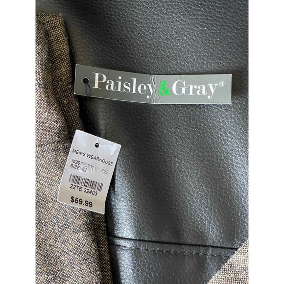 Paisley & Gray Slim Fit Dress Pants Men's W32xL32 Caramel Herringbone Wool Blend - Picture 3 of 7
